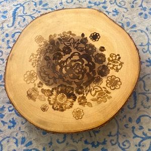 Studio California uniquely designed wooden tree trunk trivet.